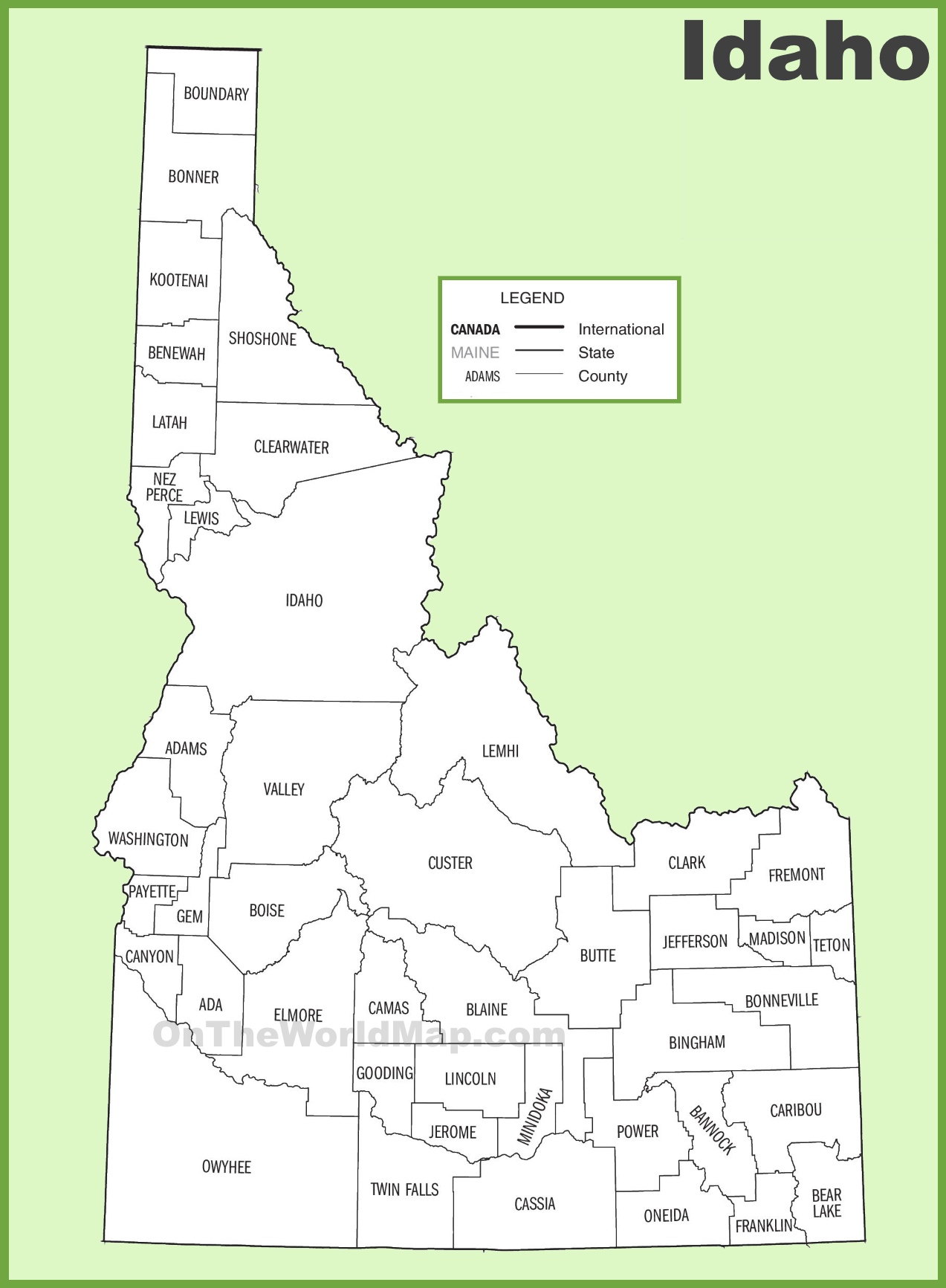 Printable Map Of Idaho