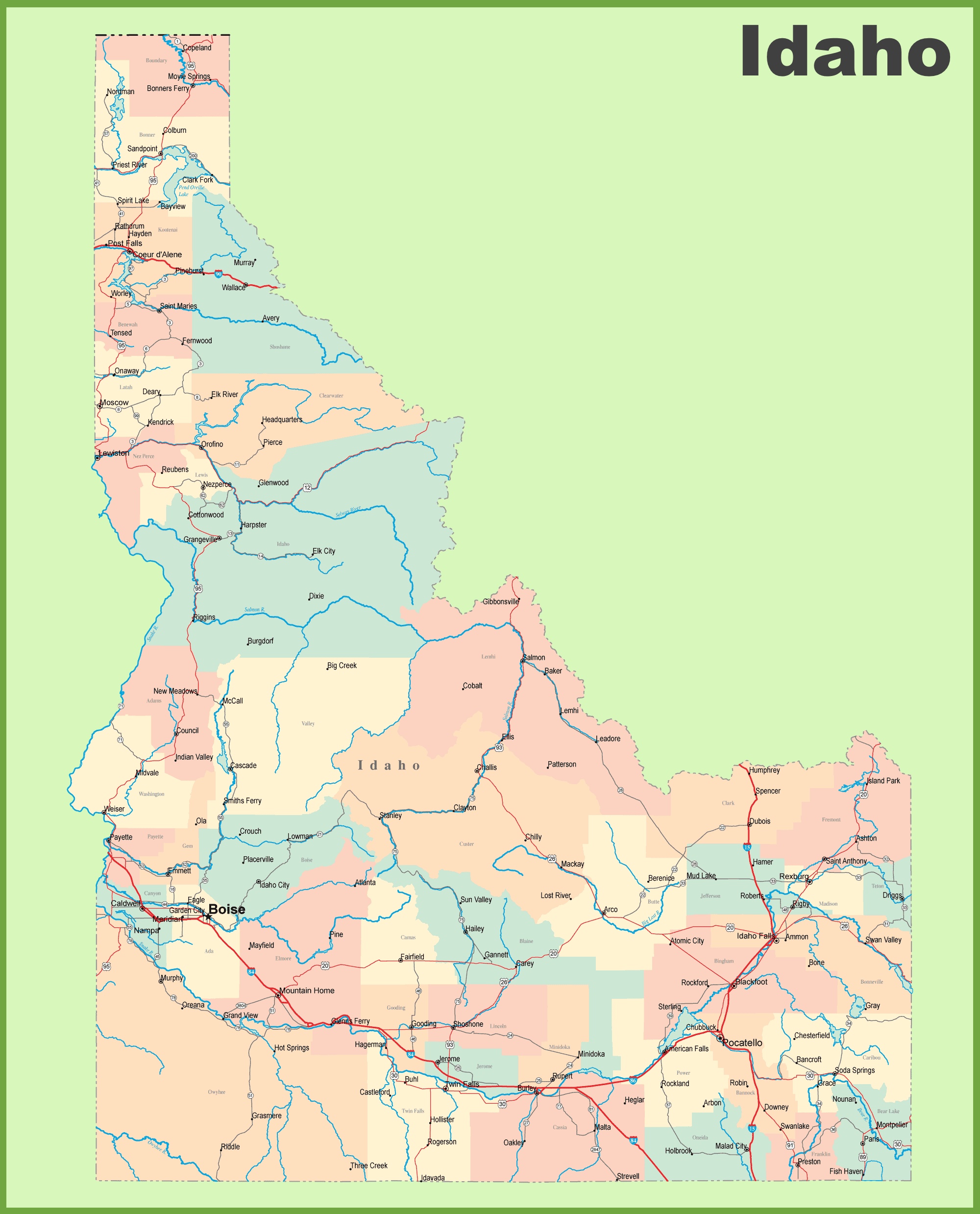 Map Of Idaho Roads And Highwayslarge Detailed Map Of Idaho With Cities Porn Sex Picture 