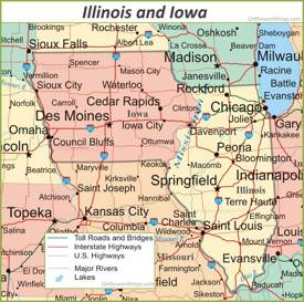 Map of Illinois and Iowa
