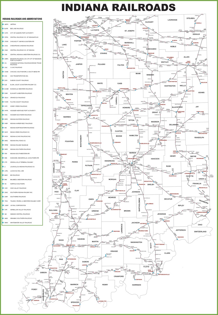 Indiana railroad map