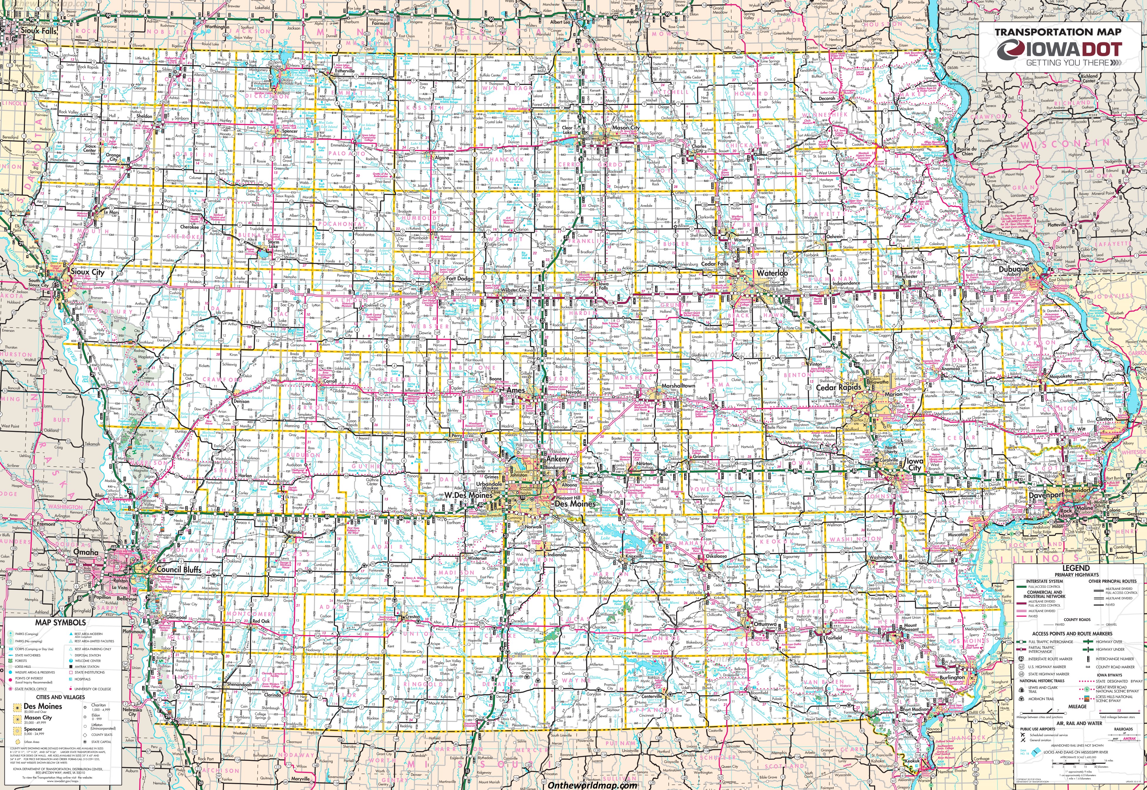 Printable Map Of Iowa