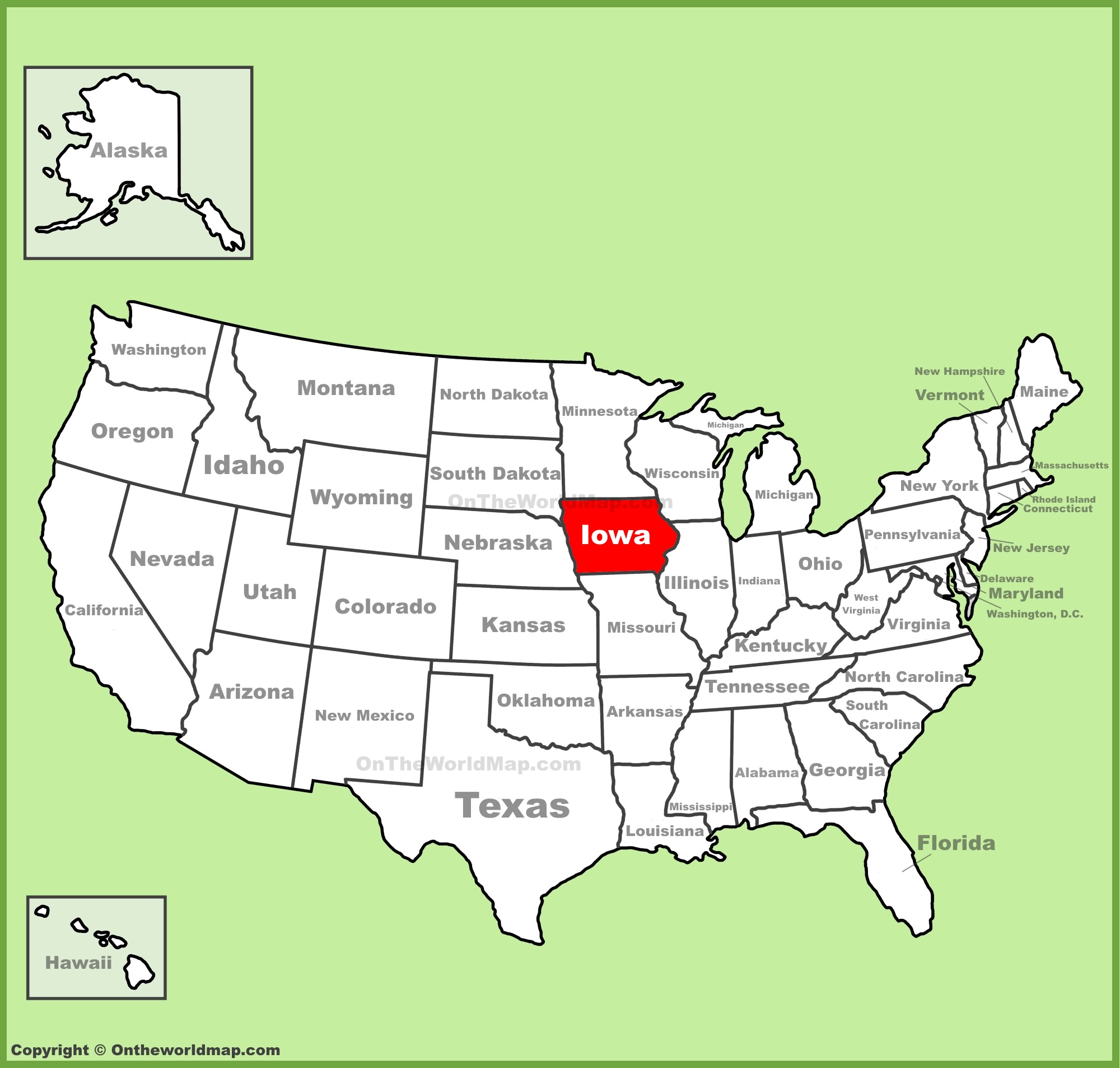 Iowa location on the U.S. Map