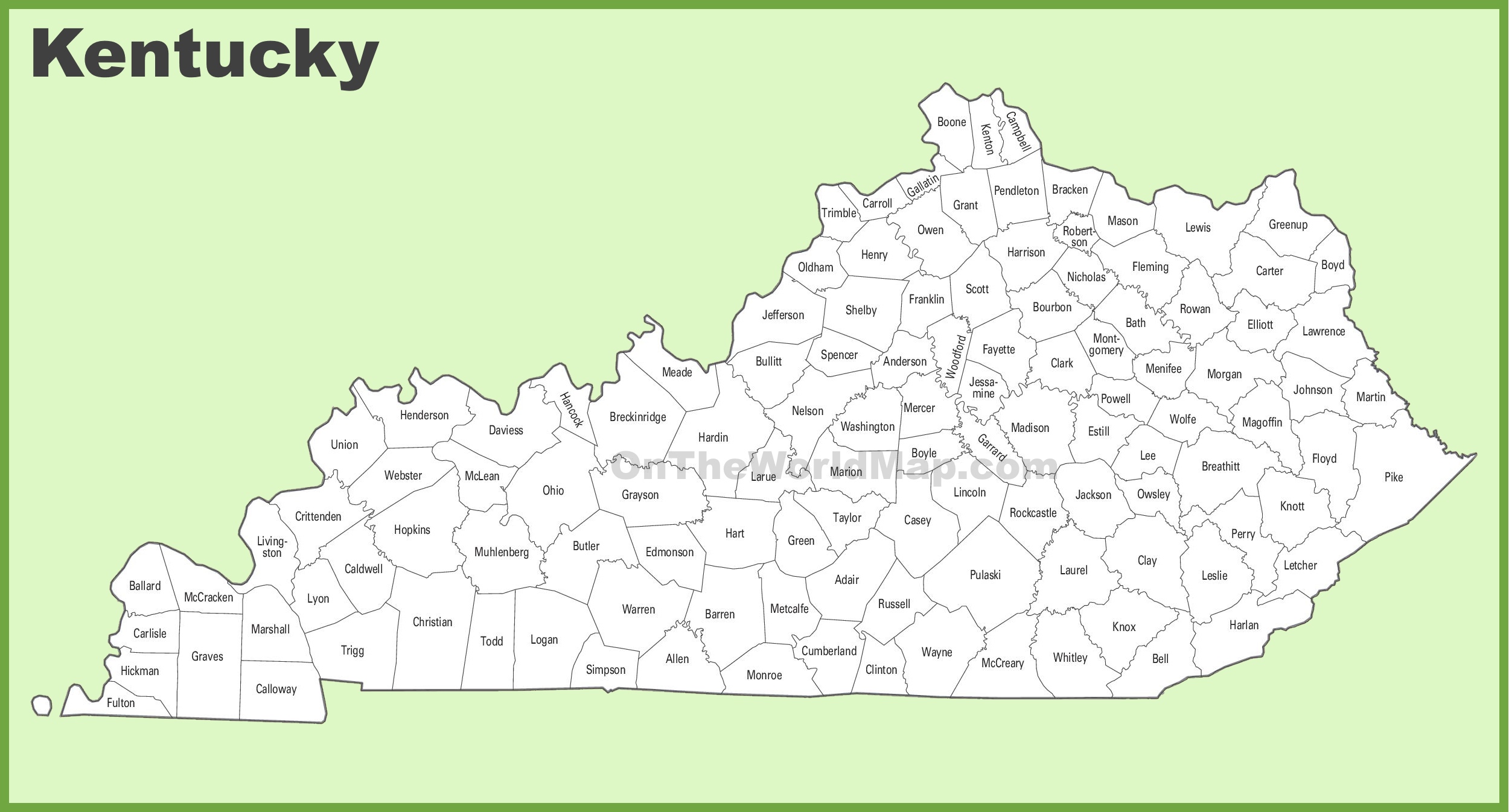 Kentucky county map