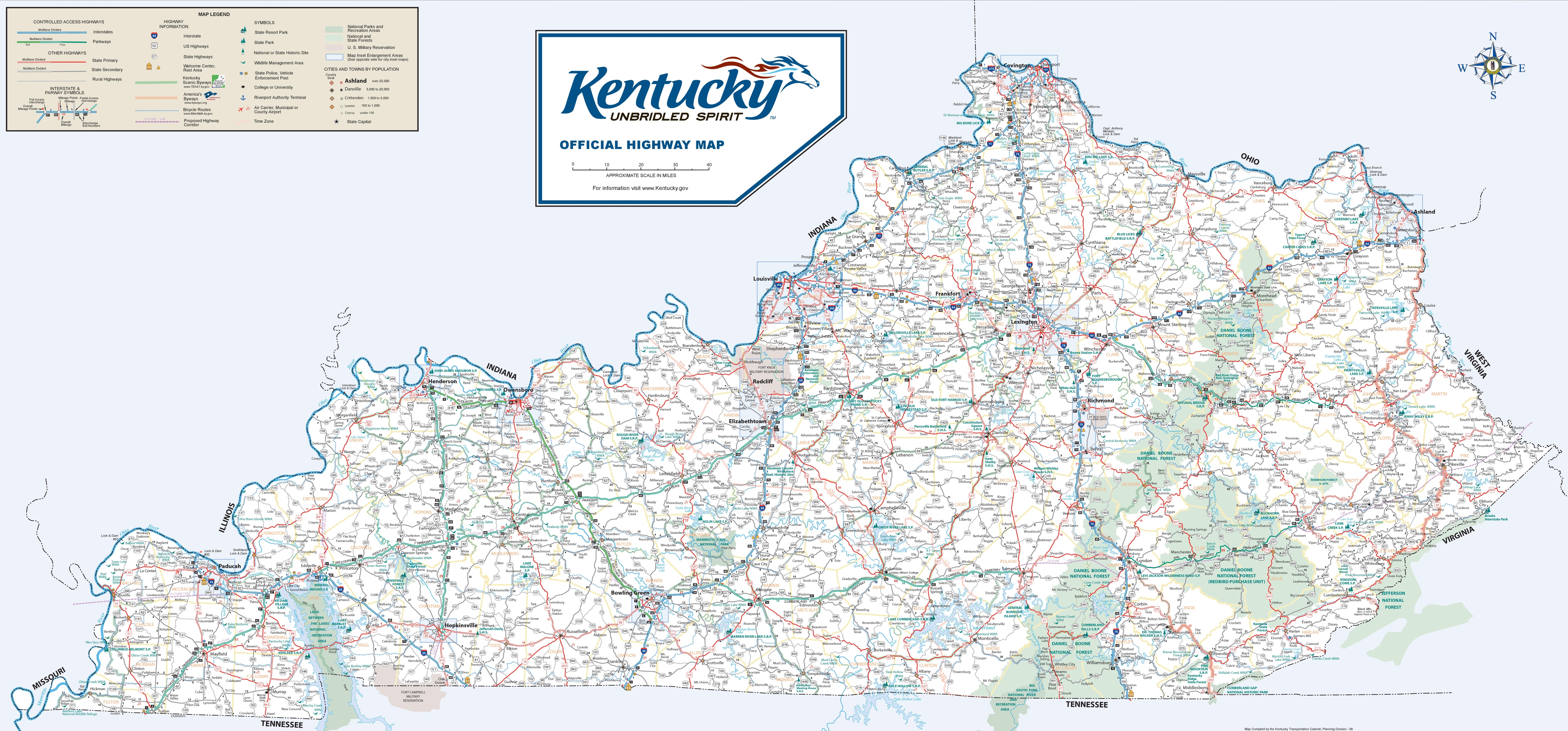 Detailed map of Kentucky