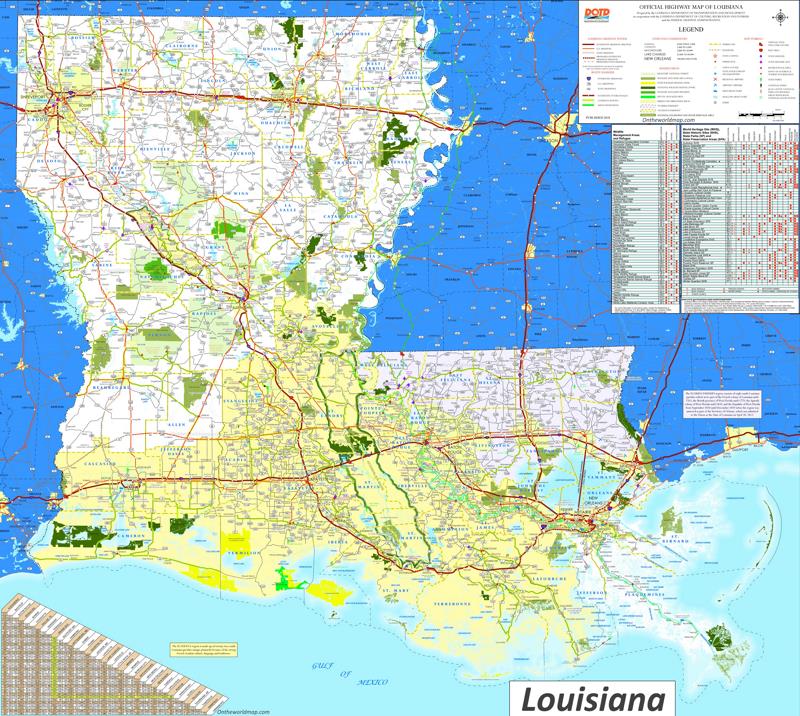 Large Detailed Map of Louisiana With Cities and Towns