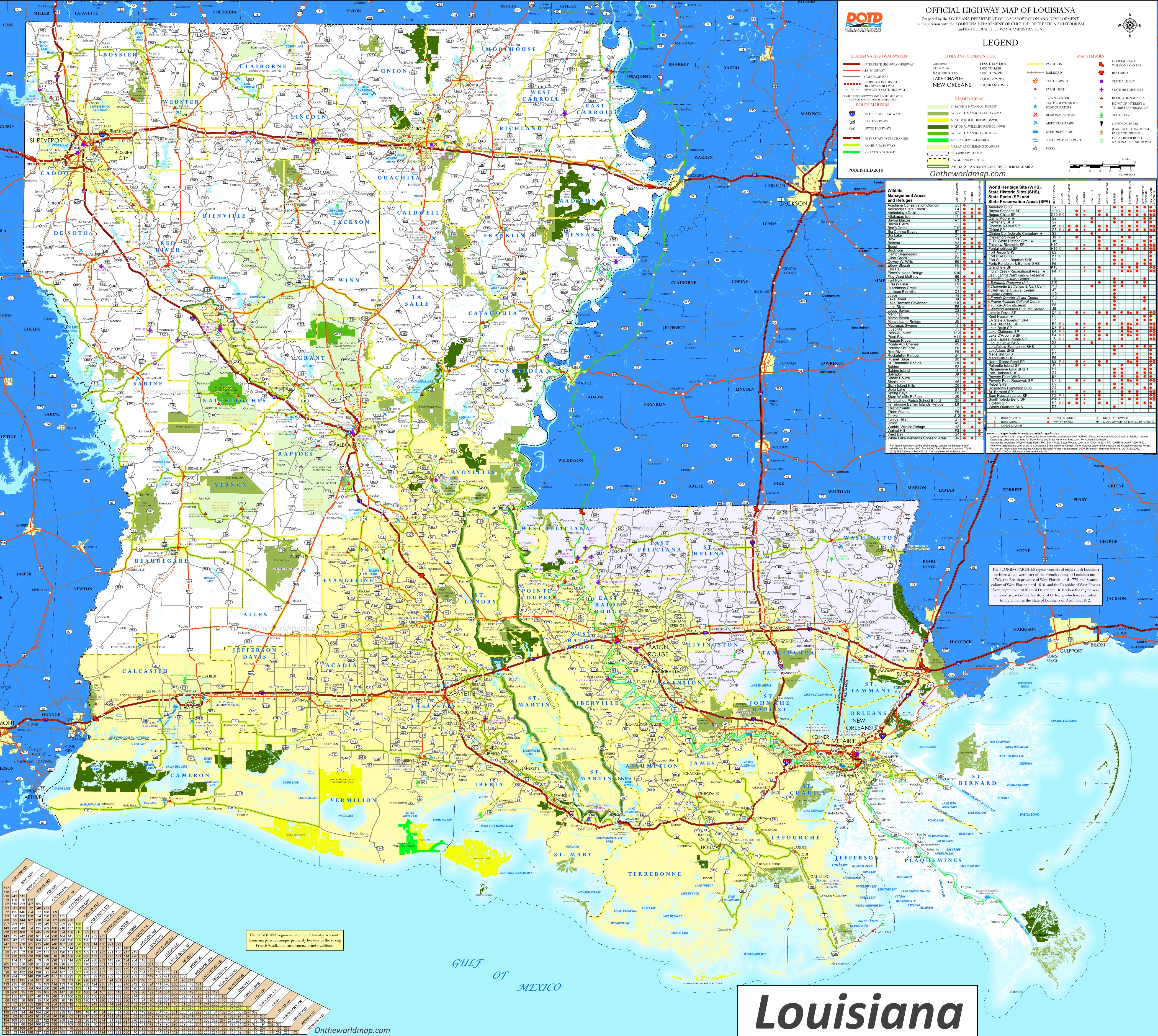 Large Detailed Map Of Louisiana With Cities And Towns