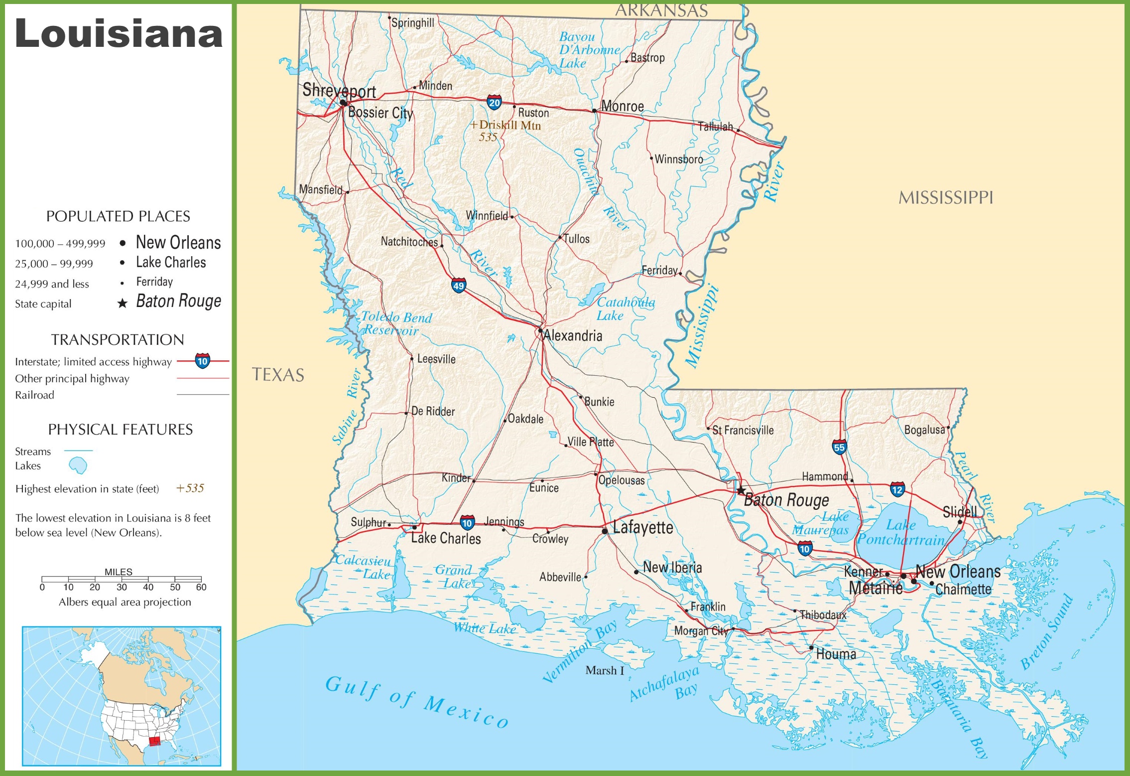 Louisiana Highway Map