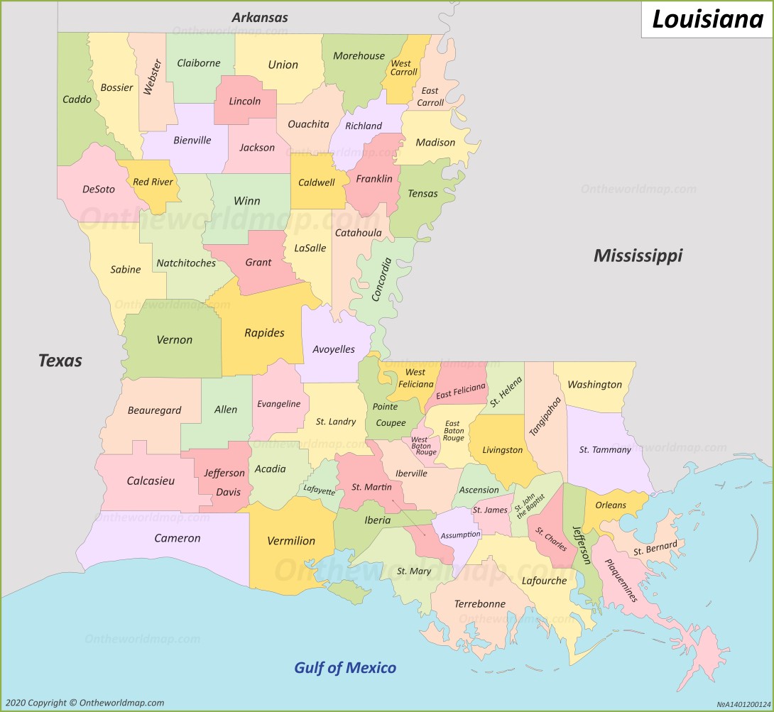 Printable Map Of Louisiana Parishes