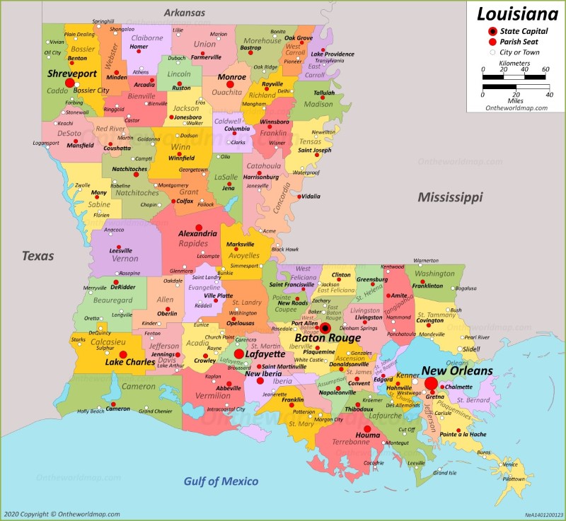 Louisiana Mapa Mapa Região 7396