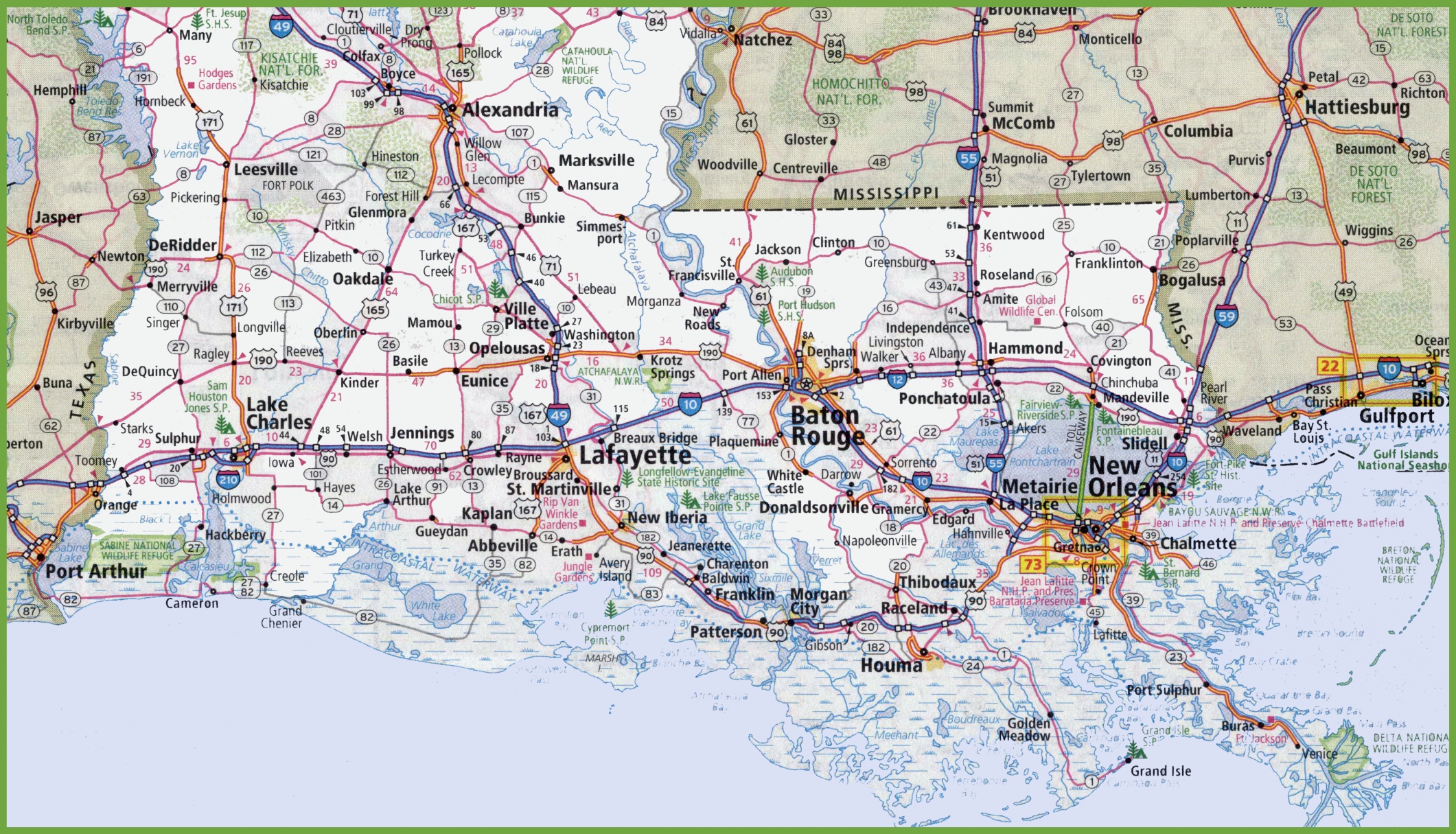 Map Of Texas And Louisiana With Cities 0850