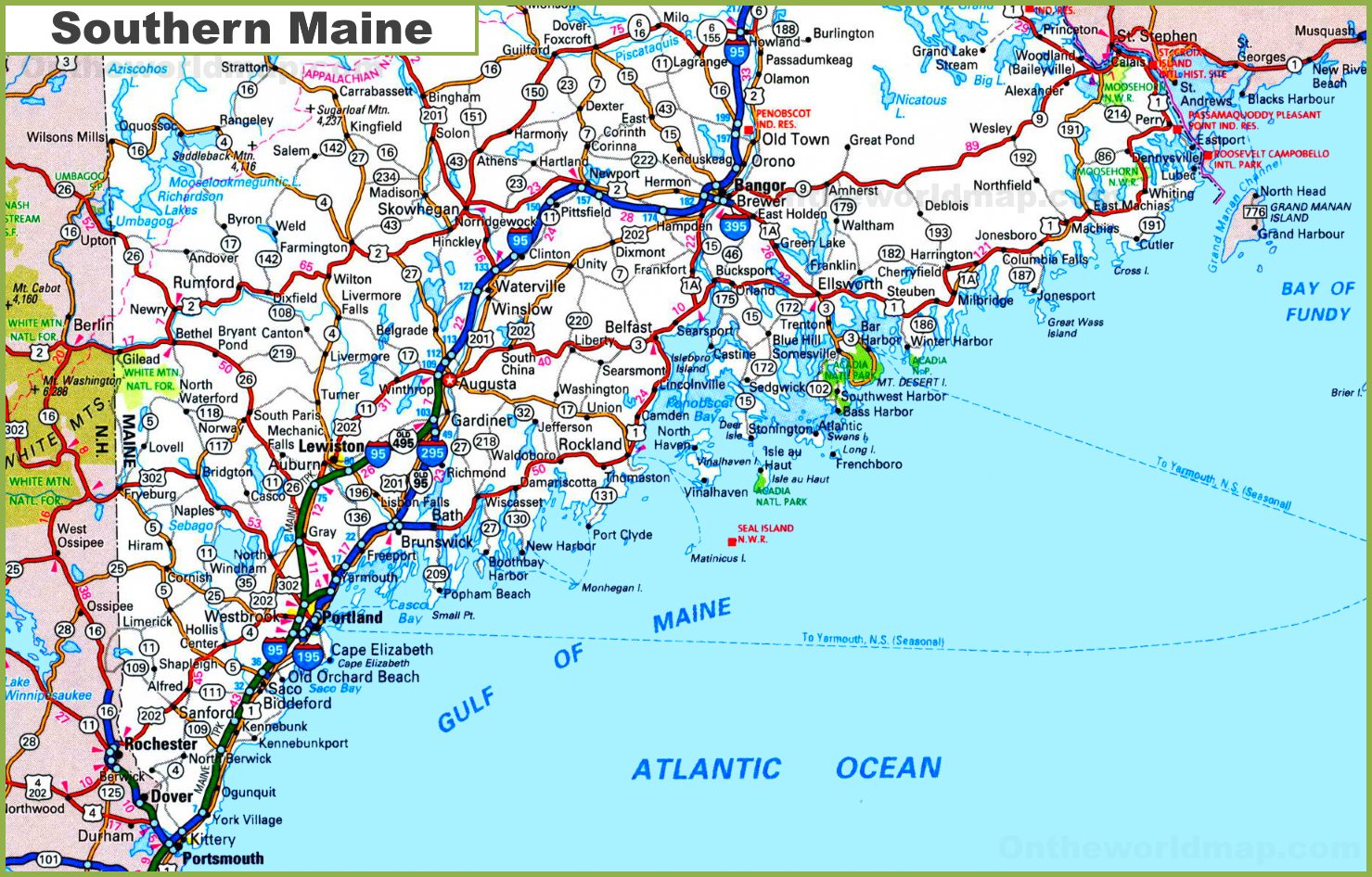 Map Of Southern Maine Coast World Map