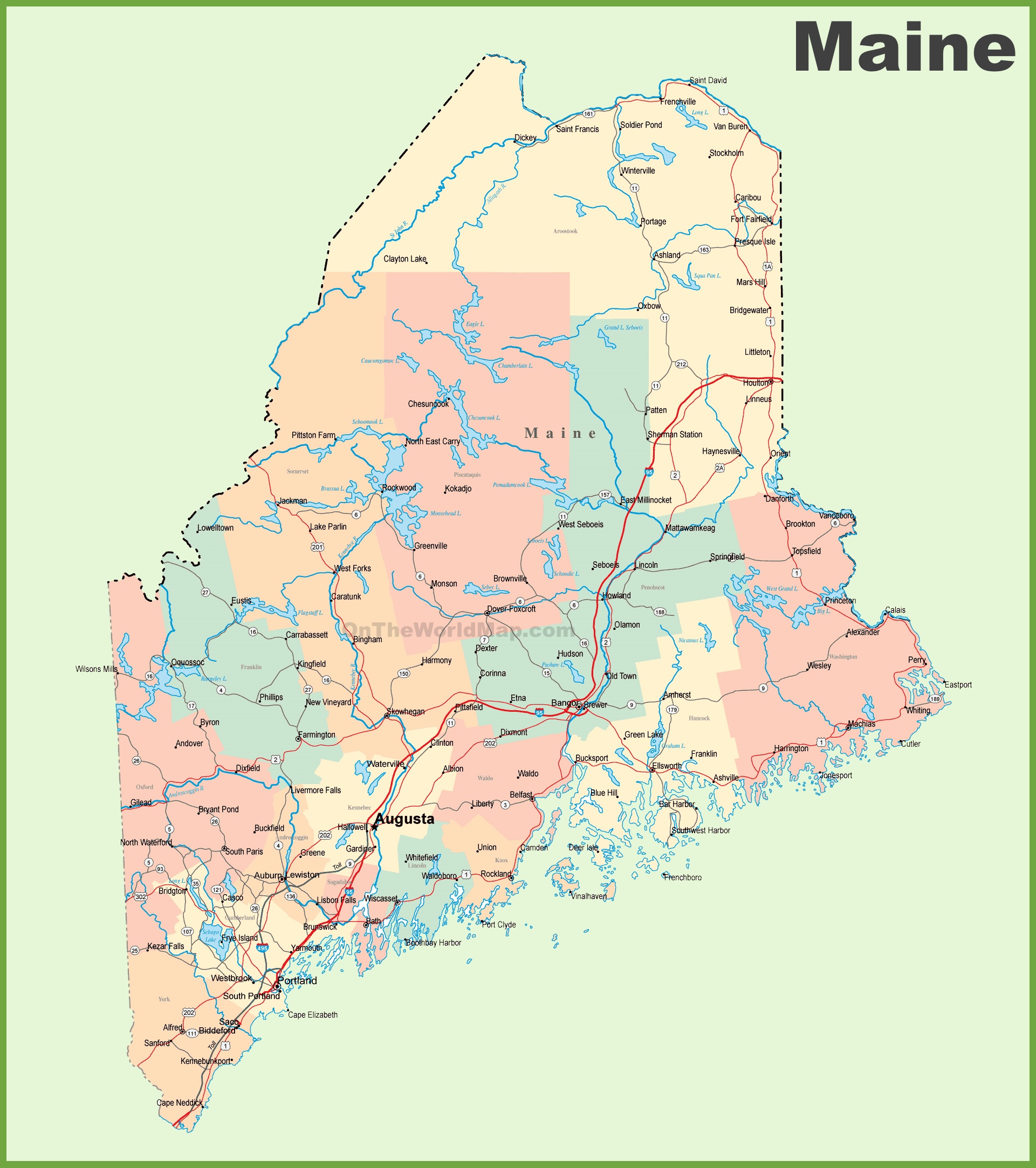 map of maine cities and towns Road Map Of Maine With Cities map of maine cities and towns