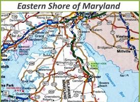 Map of Eastern Shore of Maryland