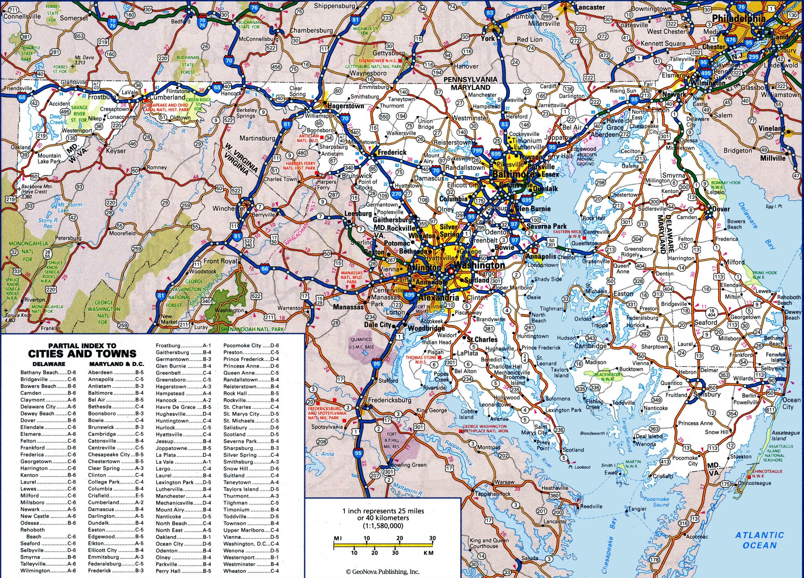 Large Detailed Map Of Maryland With Cities And Towns