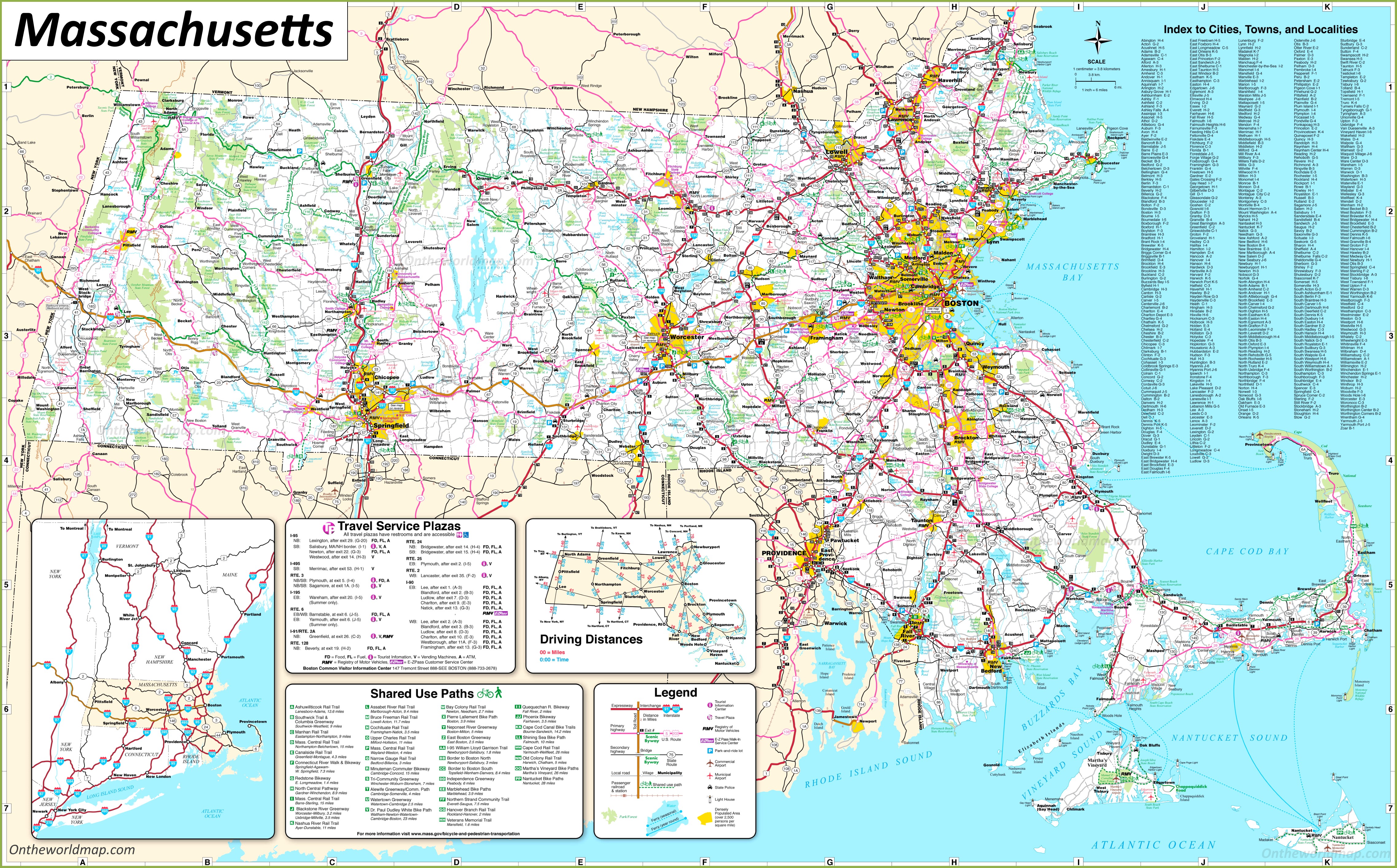 Large Detailed Map Of Massachusetts With Cities And Towns