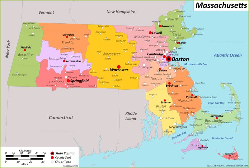 massachusetts on the us map Massachusetts State Maps Usa Maps Of Massachusetts Ma massachusetts on the us map