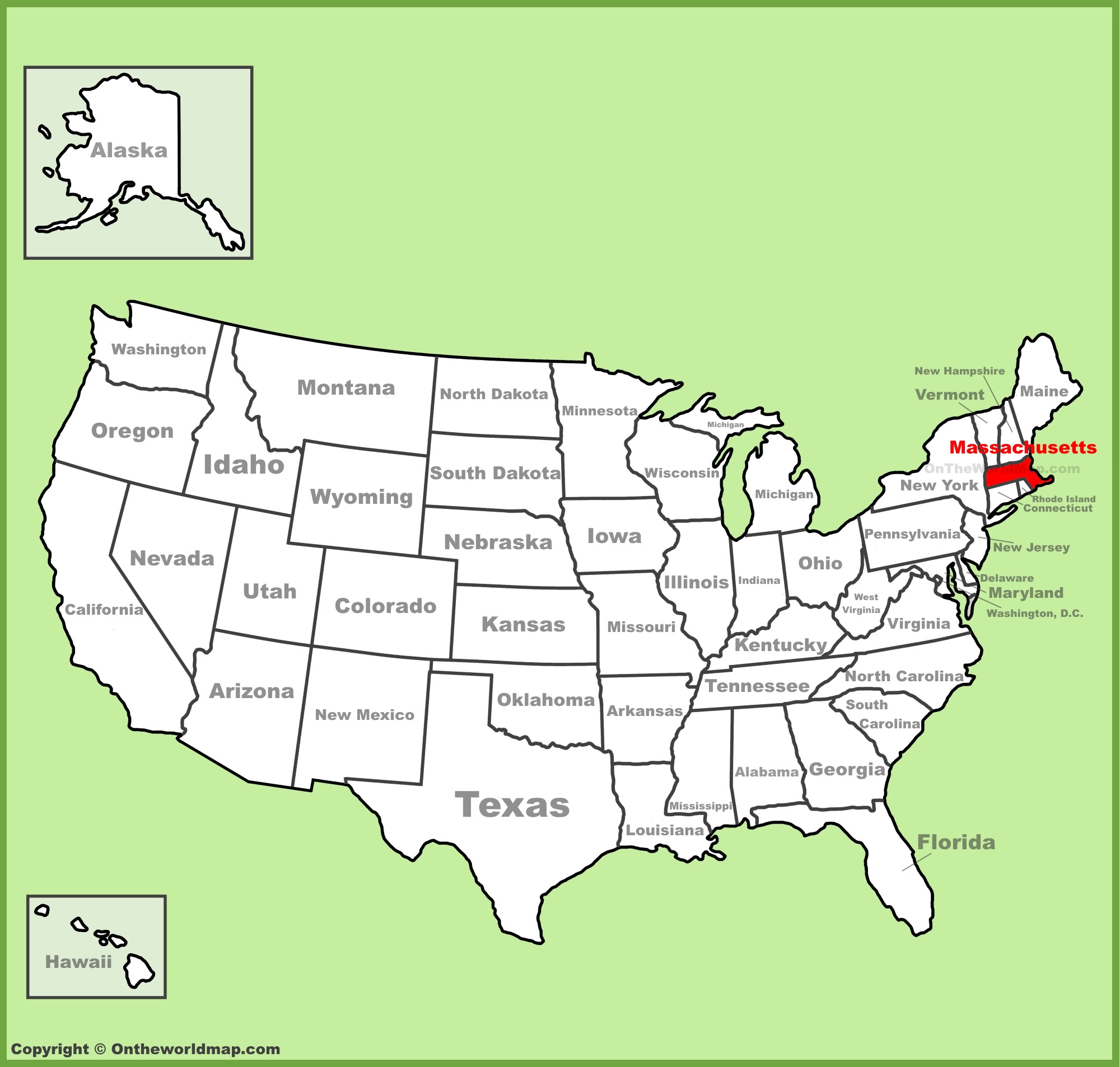 Massachusetts Location On The U S Map