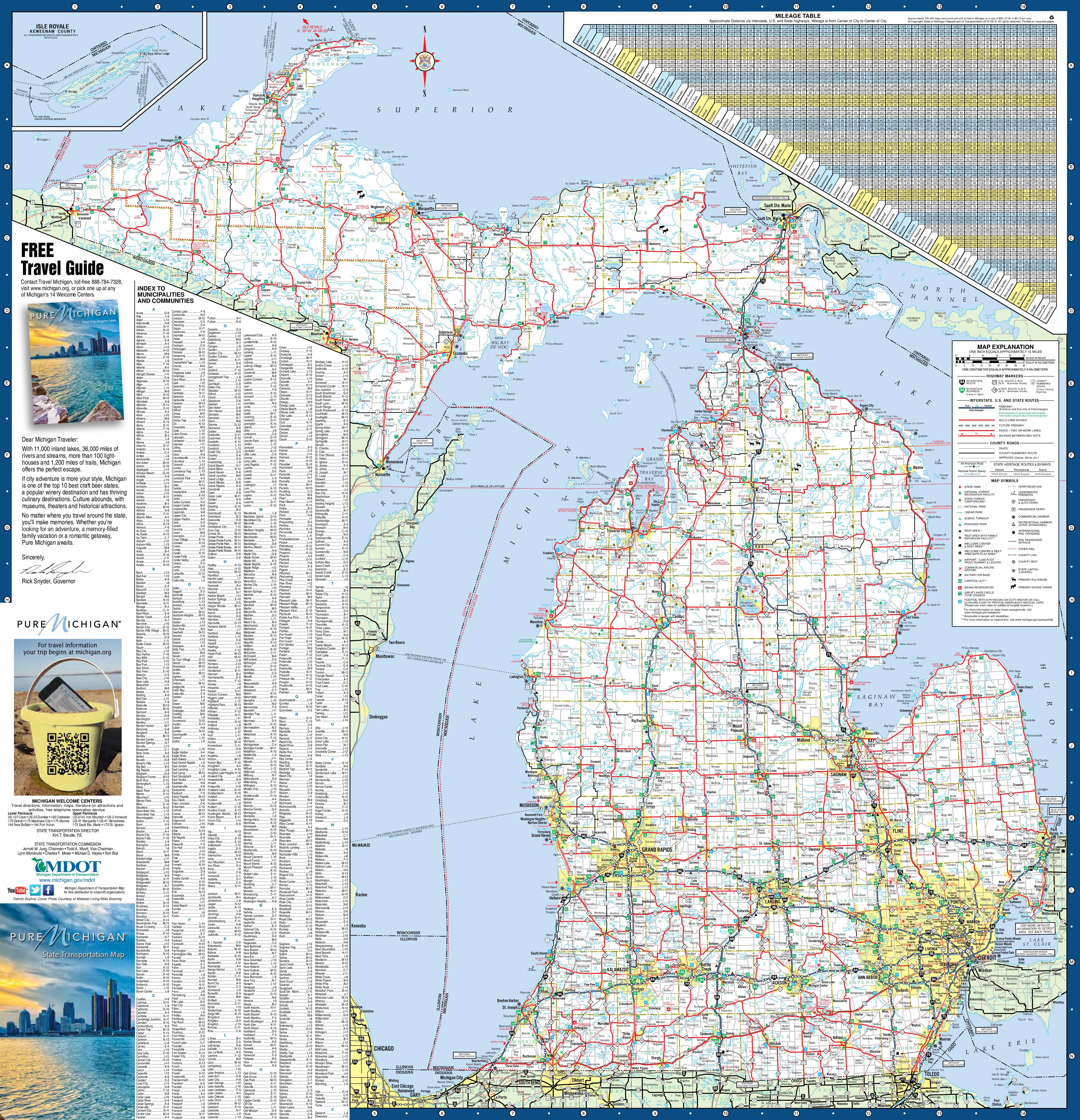 michigan state map with all cities Large Detailed Map Of Michigan With Cities And Towns michigan state map with all cities