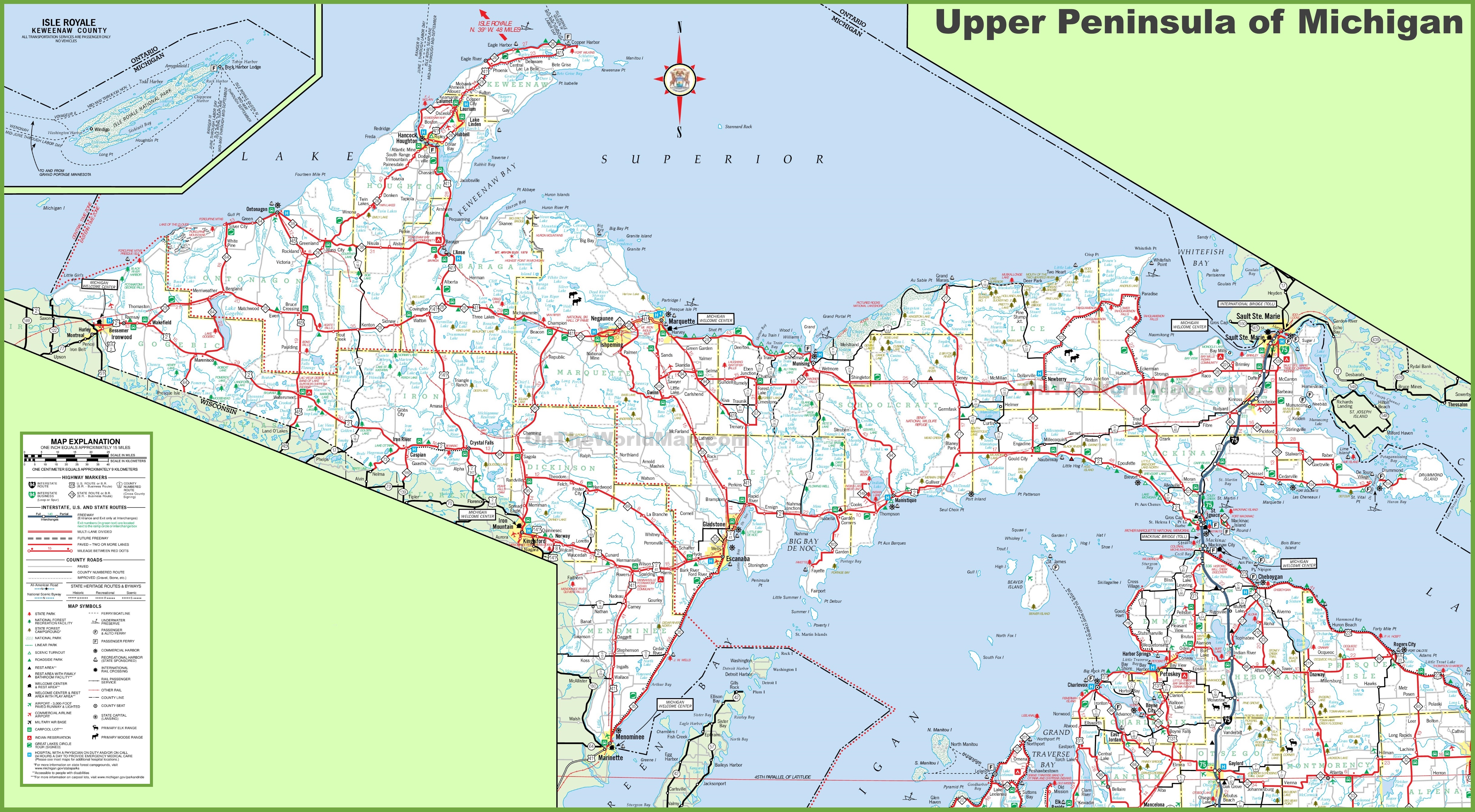 cities in upper peninsula michigan map Map Of Upper Peninsula Of Michigan cities in upper peninsula michigan map