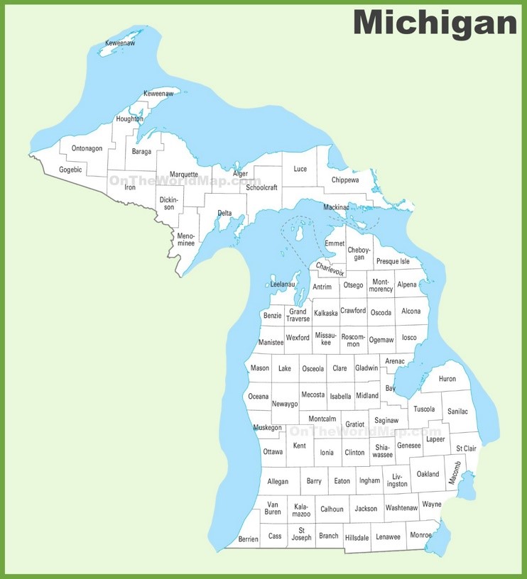 Michigan County Map Printable