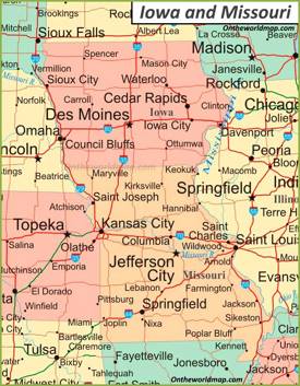 Map of Iowa and Missouri
