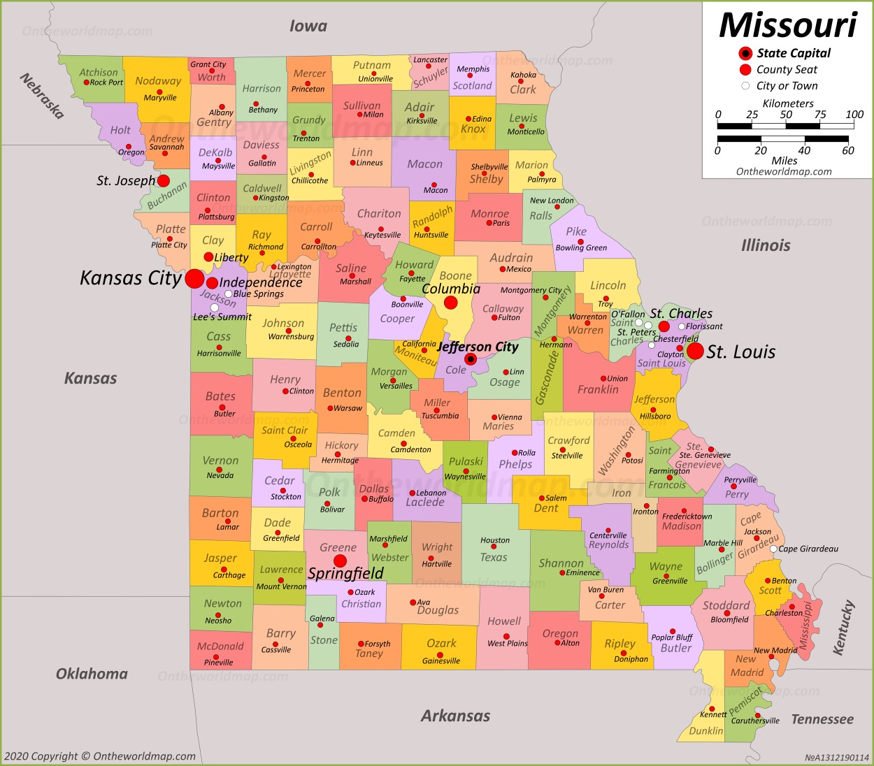 Map Of Missouri Cities And Towns Cape May County Map