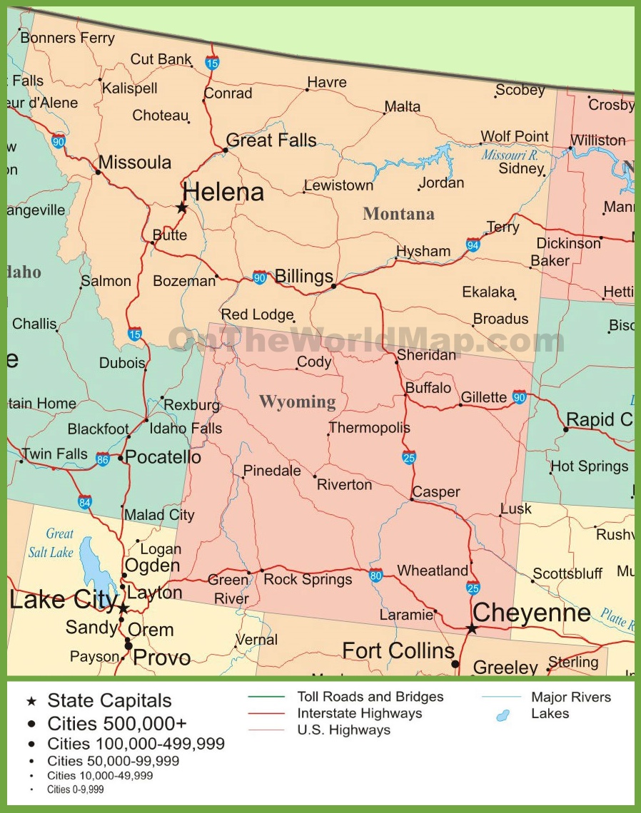 Map Of Montana And Wyoming