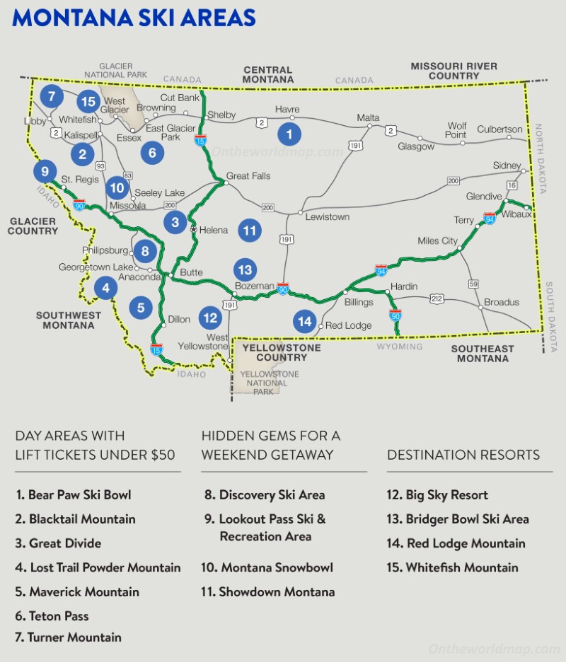 Montana Ski Areas Map