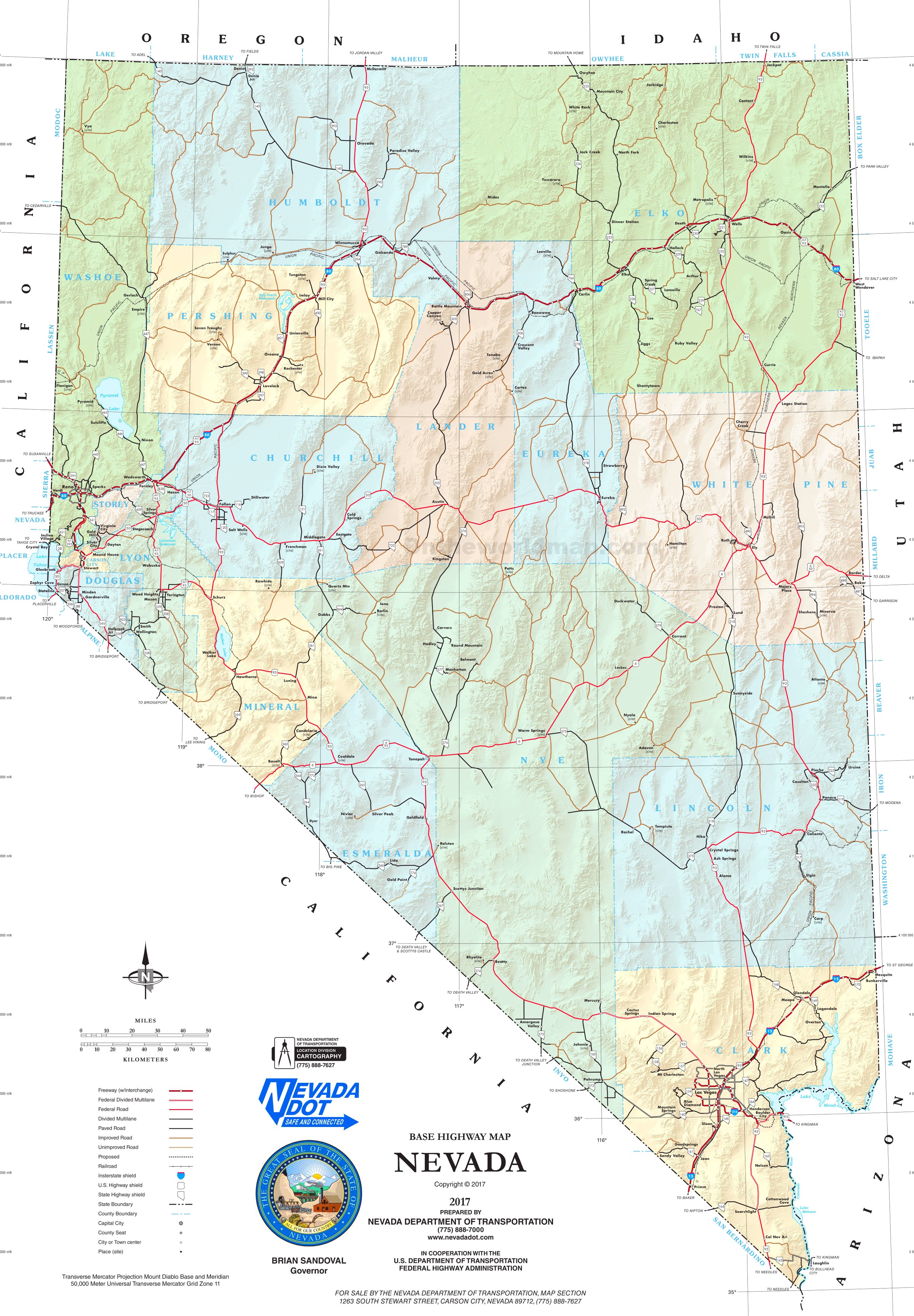 Detailed Road Map Of Nevada