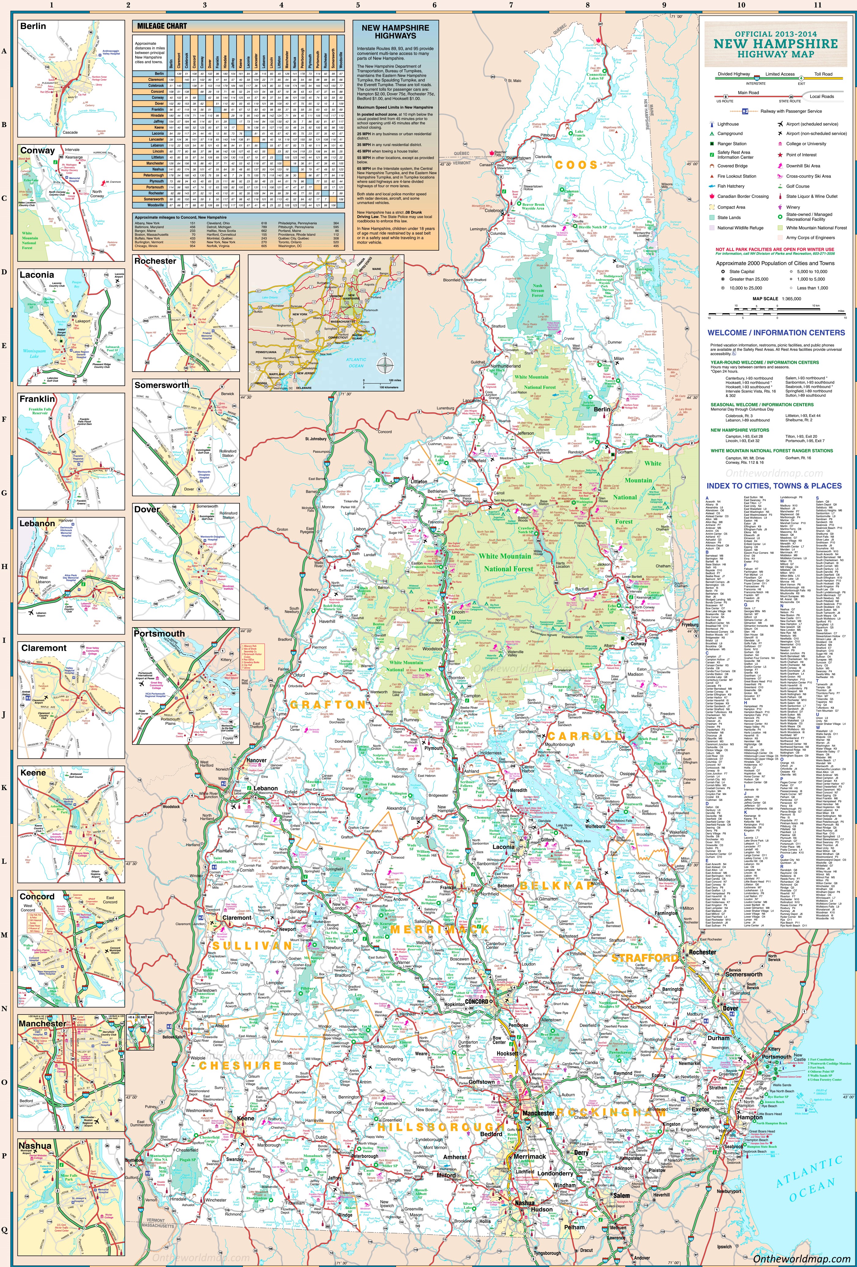 Printable Map Of Nh Towns