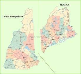 Map of New Hampshire and Maine
