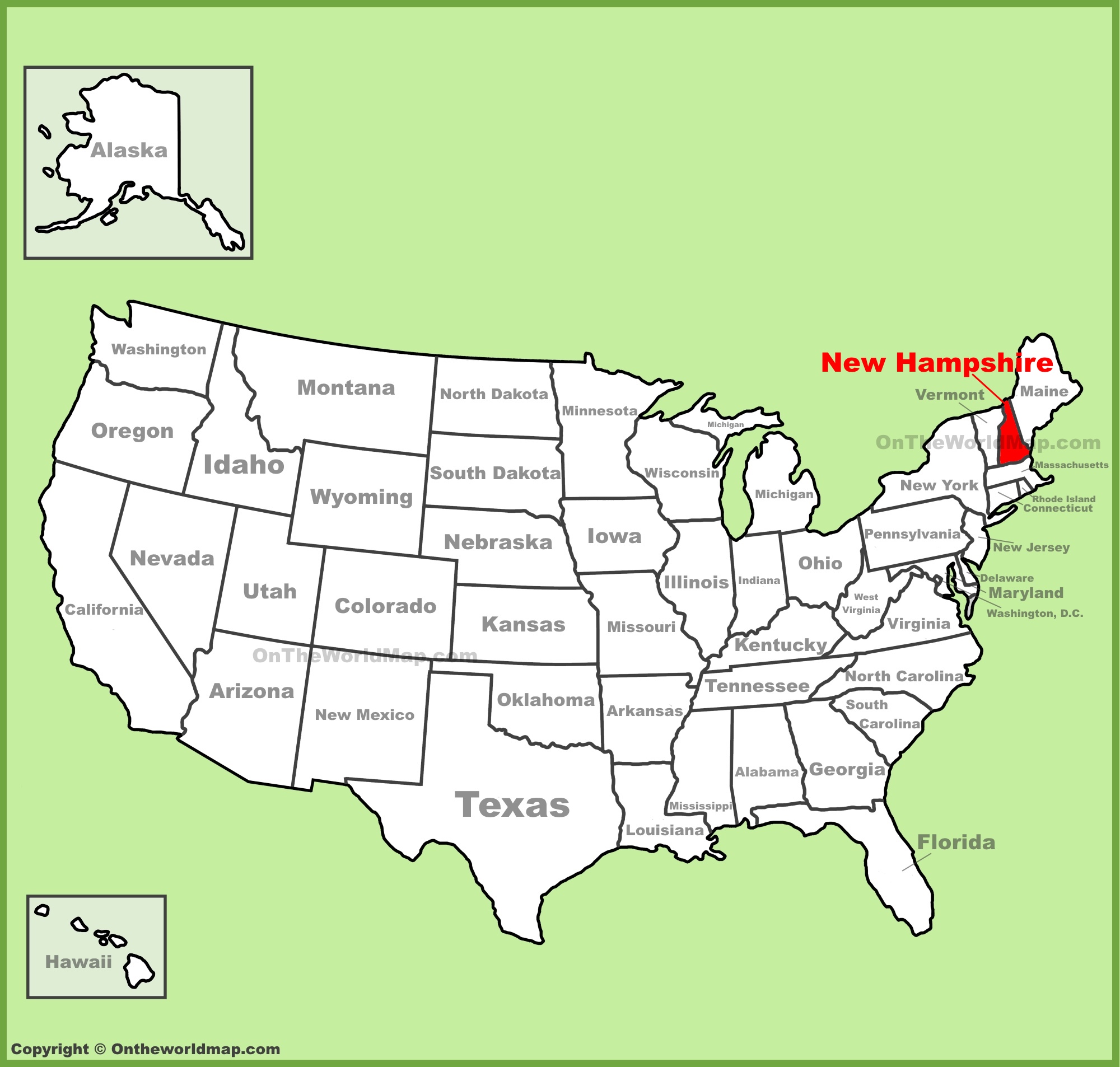 New Hampshire Location On The U S Map