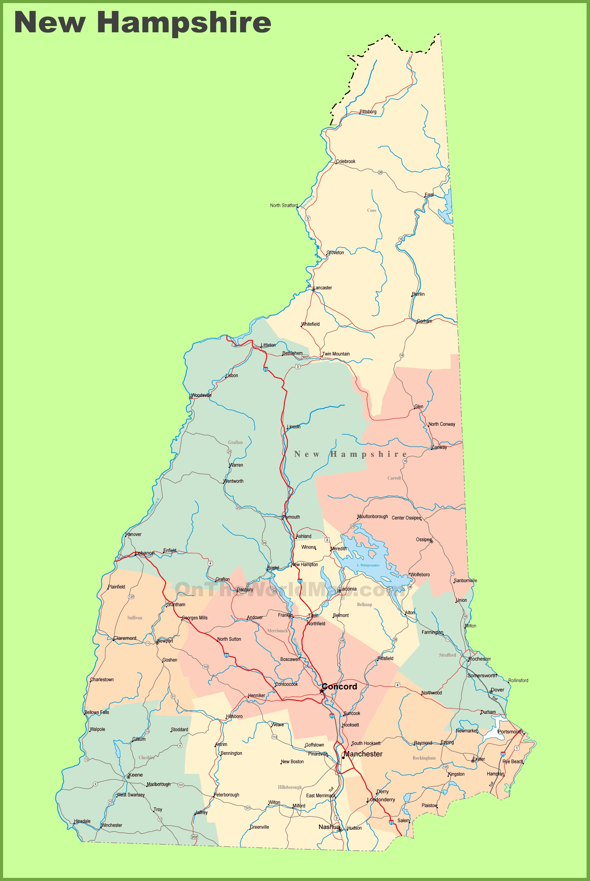 31 Map Of New Hampshire Cities And Towns Maps Database Source