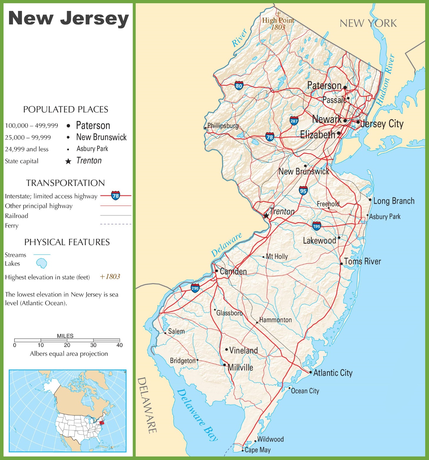 new york state and new jersey map New Jersey Highway Map new york state and new jersey map