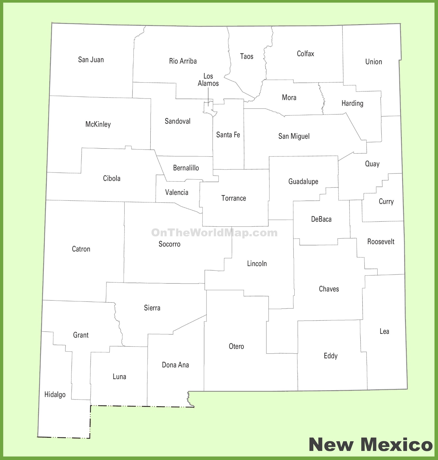 Printable New Mexico Counties Map