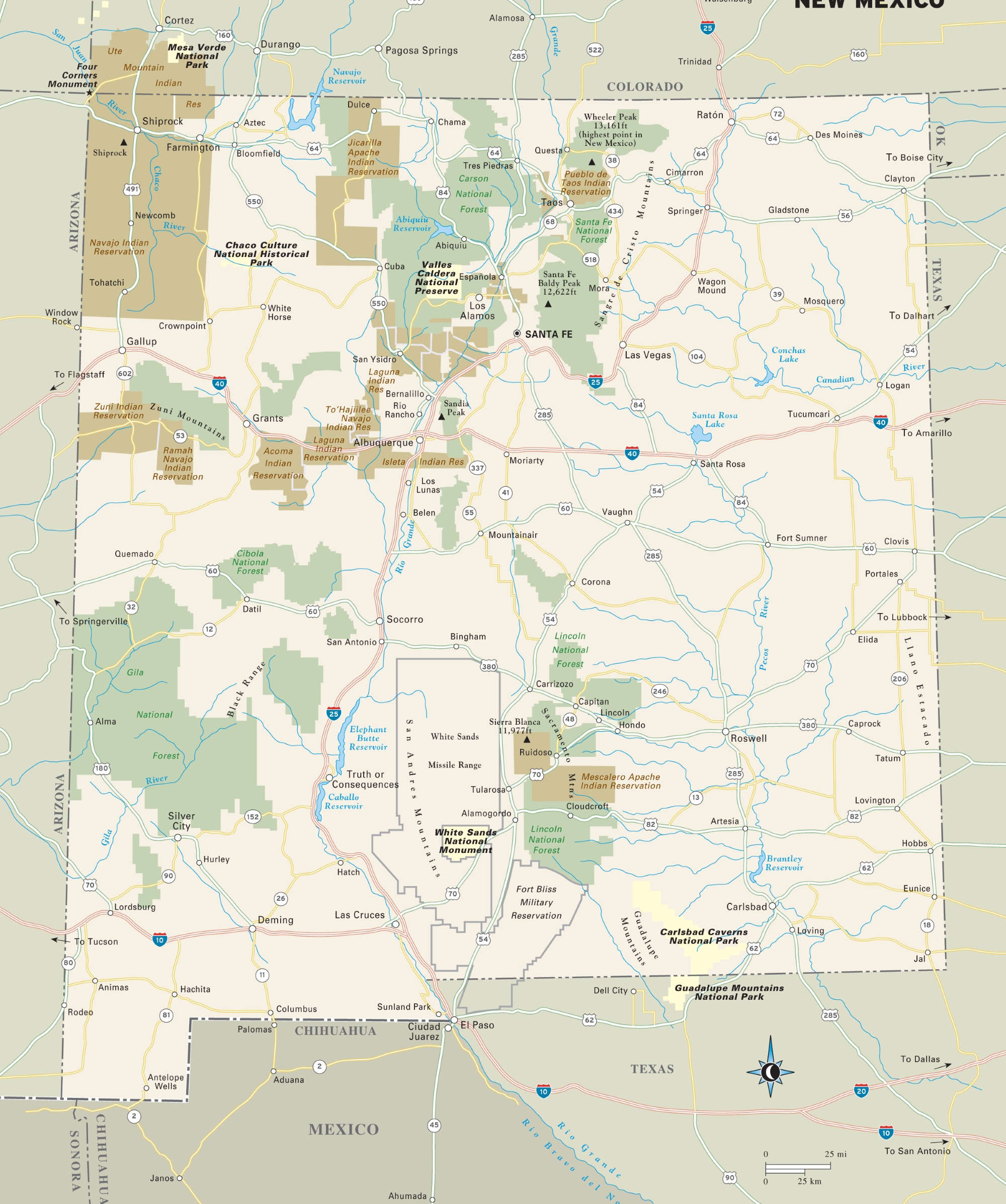 New Mexico National Parks Monuments And Forests Map