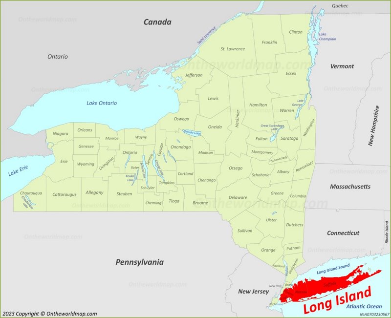 Long Island Location On The New York State Map
