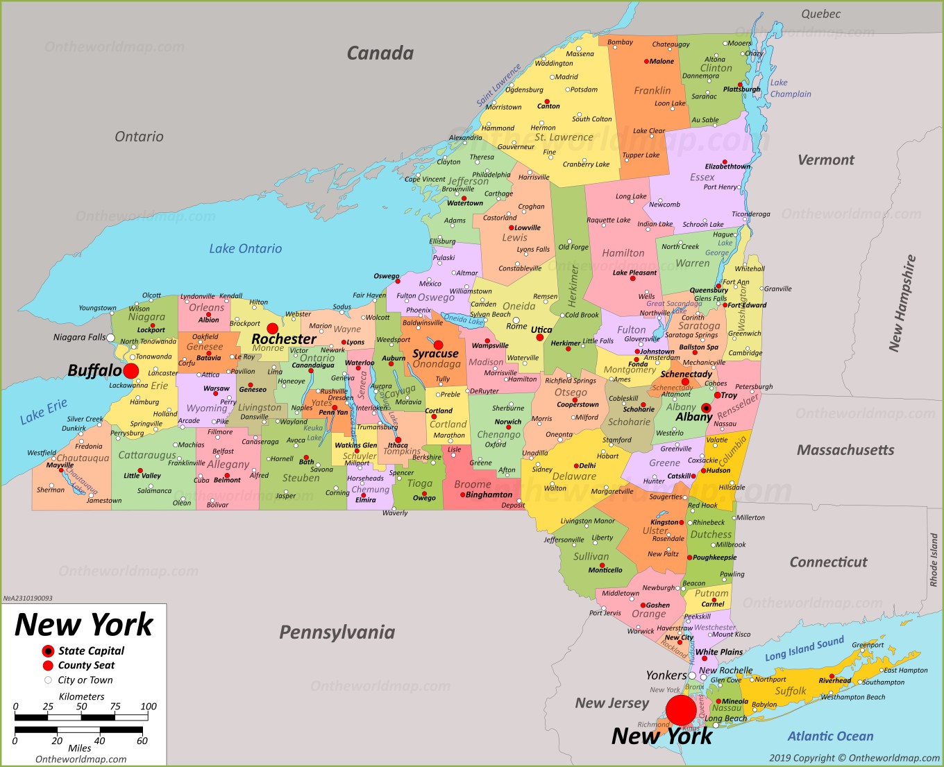new york state on us map New York State Maps Usa Maps Of New York Ny new york state on us map