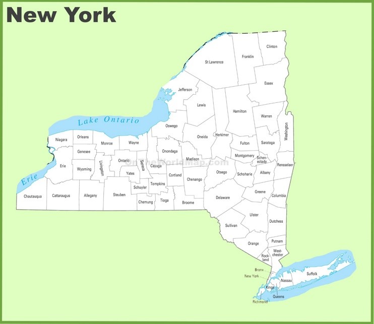 New York County Map Ontheworldmap