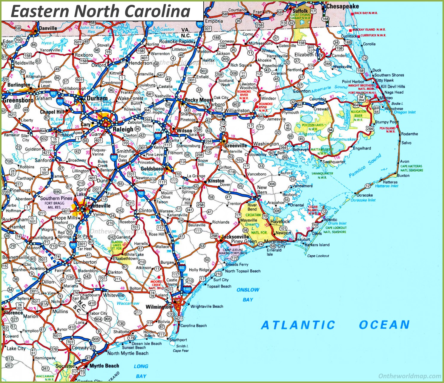 Map Of Eastern North Carolina