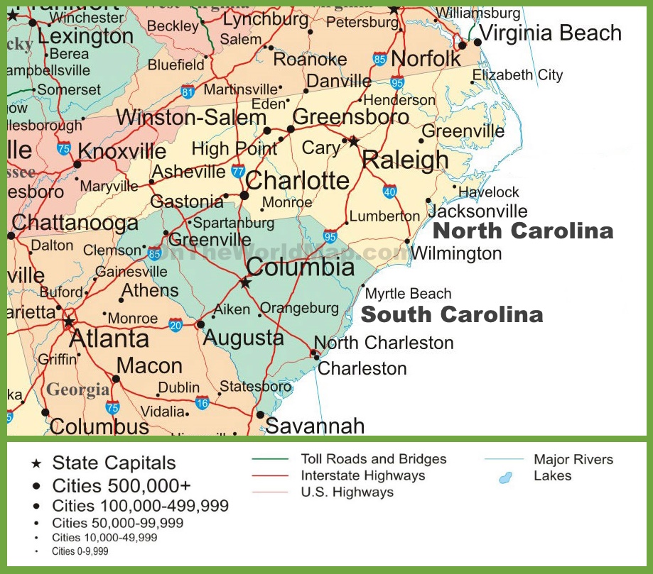 map of north carolina south carolina and georgia Map Of North And South Carolina map of north carolina south carolina and georgia