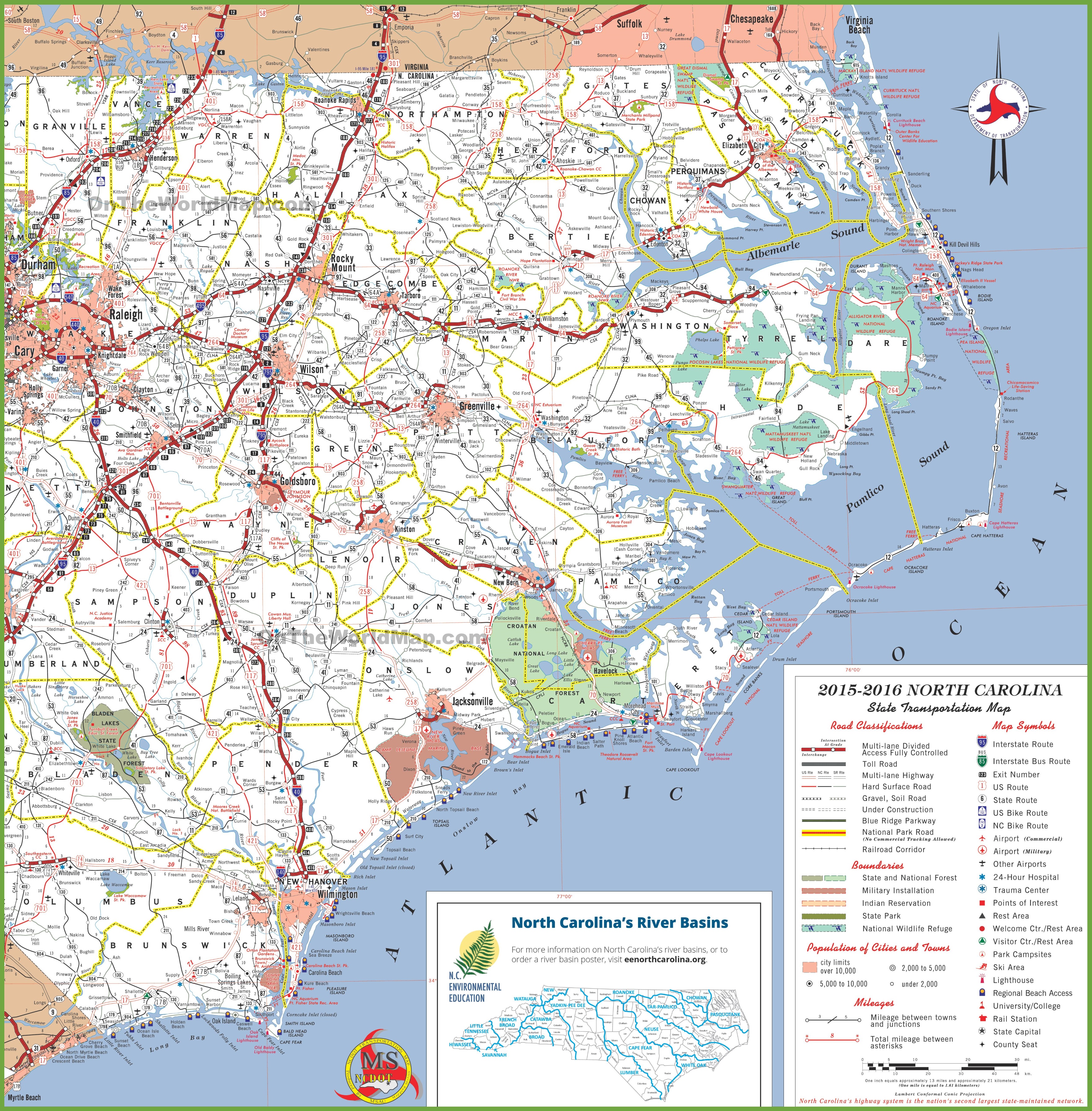 North Carolina Coast Map With Beaches