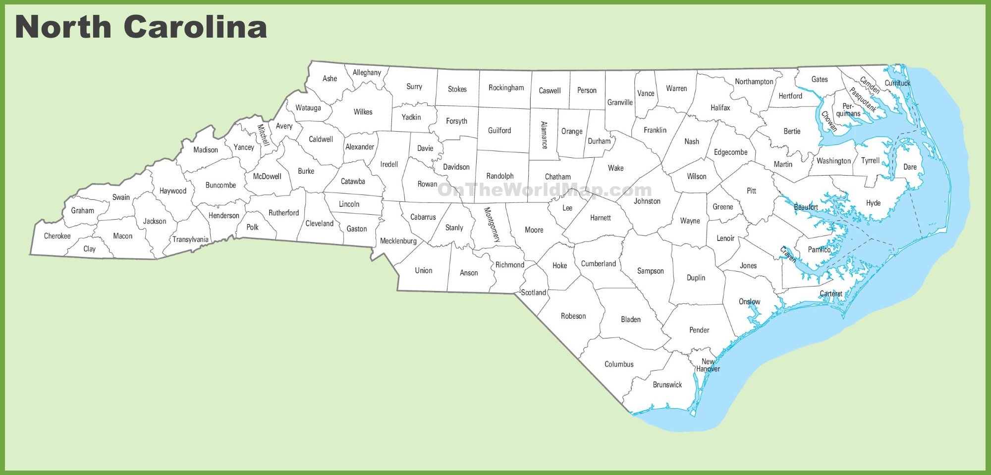 North Carolina county map