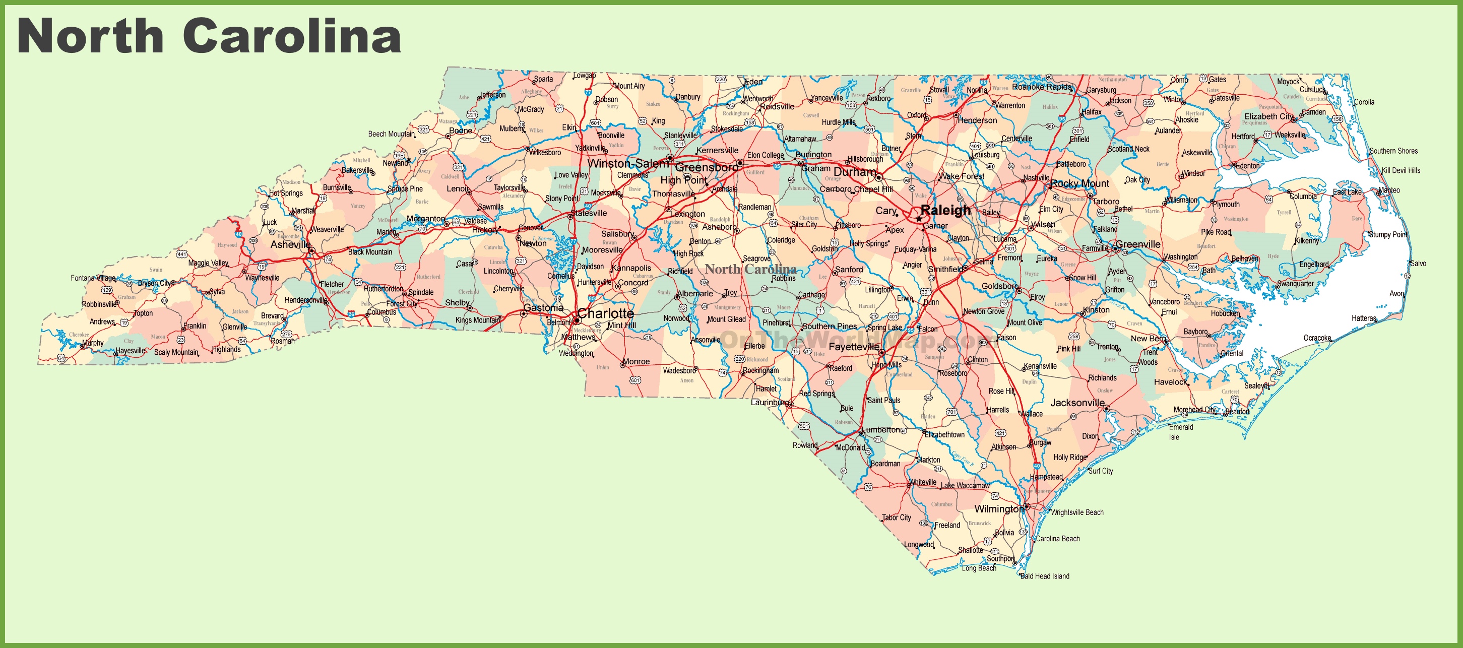 nc map of counties and cities Road Map Of North Carolina With Cities nc map of counties and cities