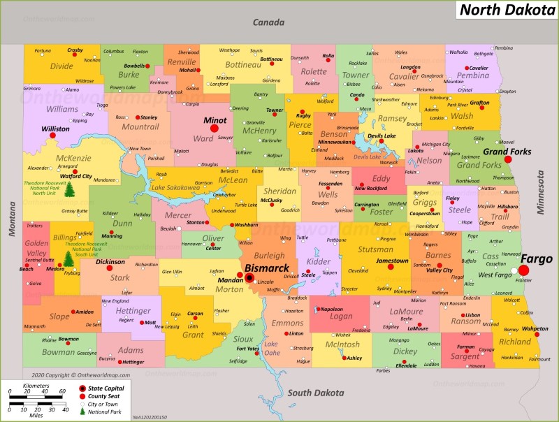 Map of North Dakota