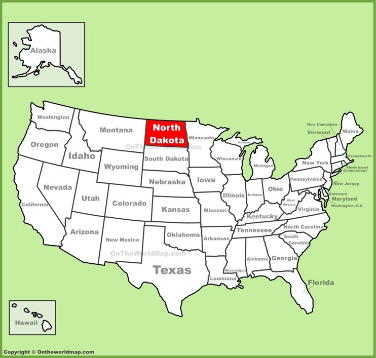 North Dakota location on the U.S. Map