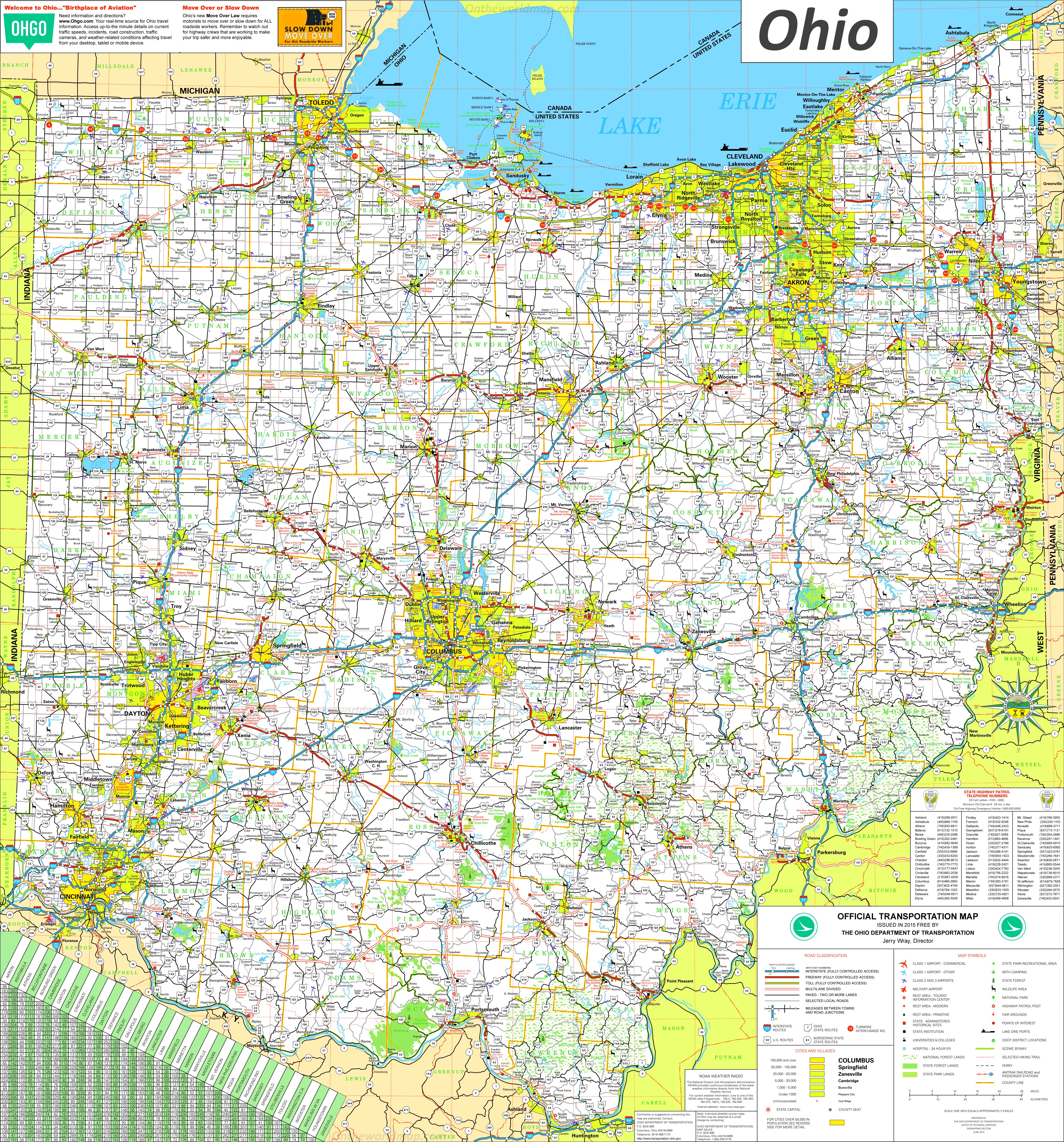 map of ohio with cities Large Detailed Tourist Map Of Ohio With Cities And Towns map of ohio with cities