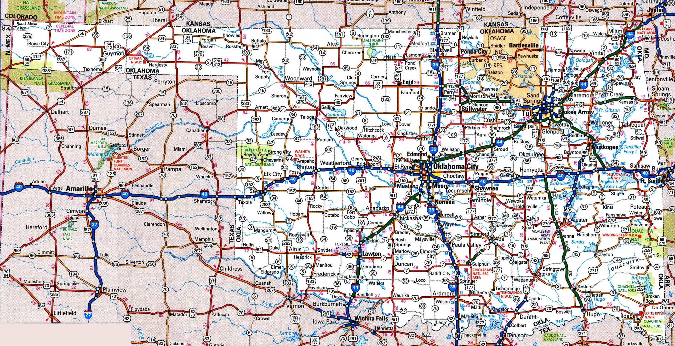 Oklahoma Map With Cities And Counties Map