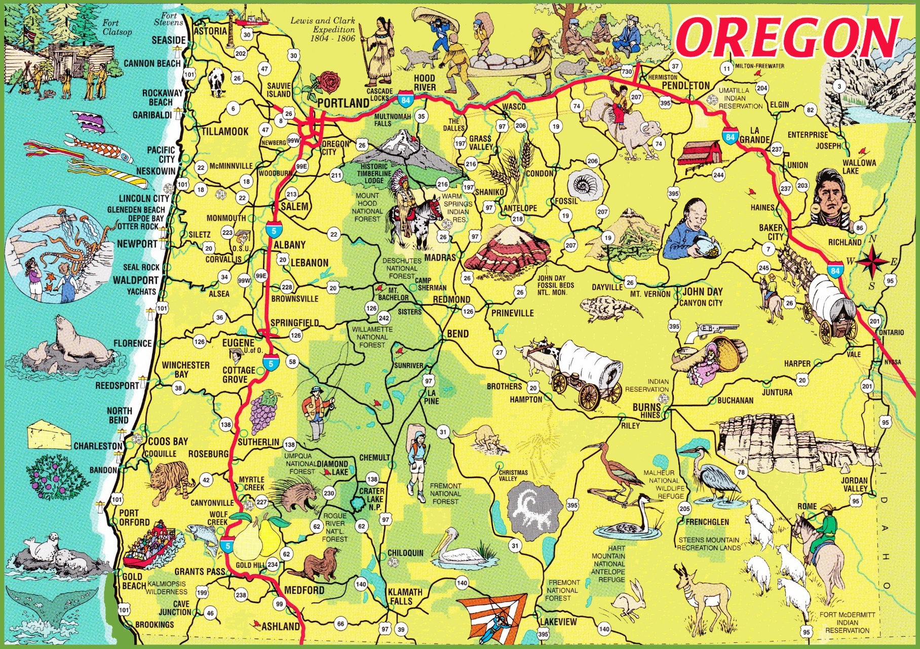 Who publishes a large map of Oregon?