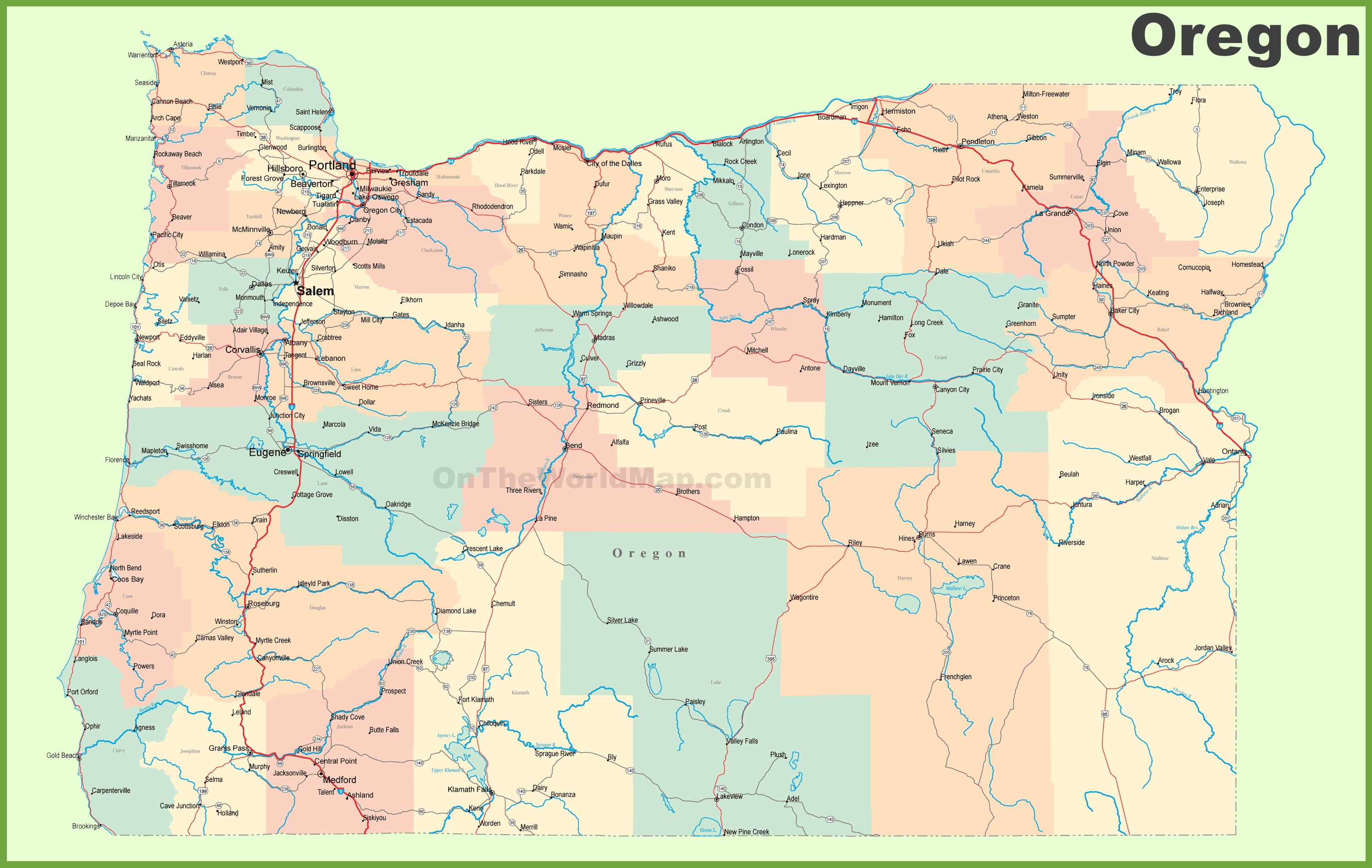 oregon map of cities and towns Road Map Of Oregon With Cities oregon map of cities and towns